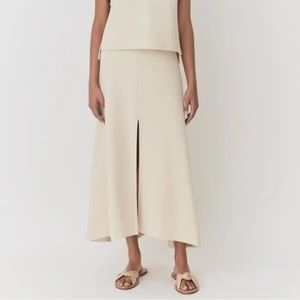 NWT Cuyana Split Front Cotton Midi Skirt Pearl XS